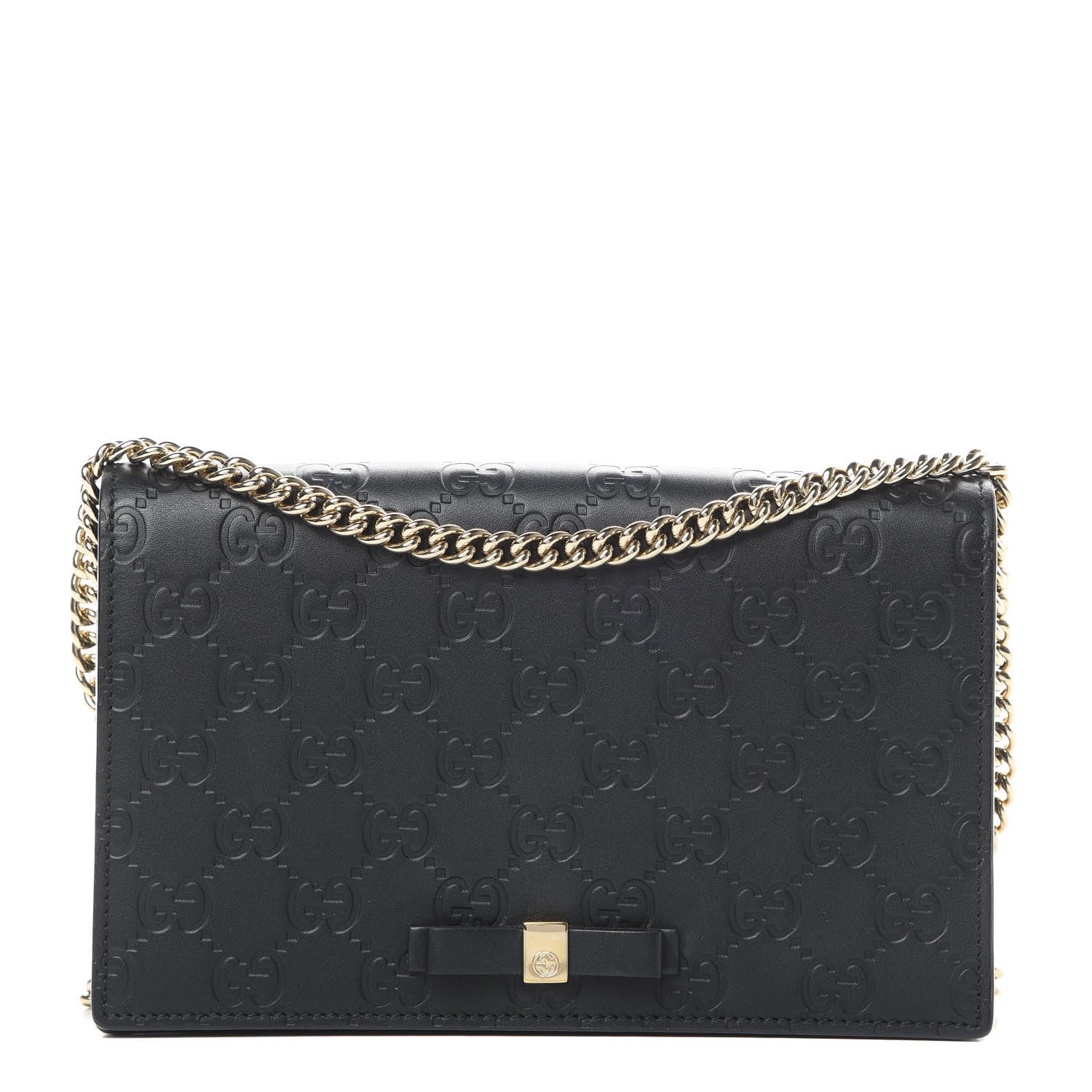 Gucci Guccissima Signature Bowy Chain Wallet Black 1 of 15