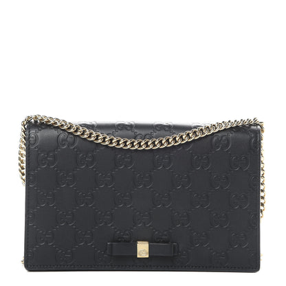 Gucci Guccissima Signature Bowy Chain Wallet Black 1 of 15