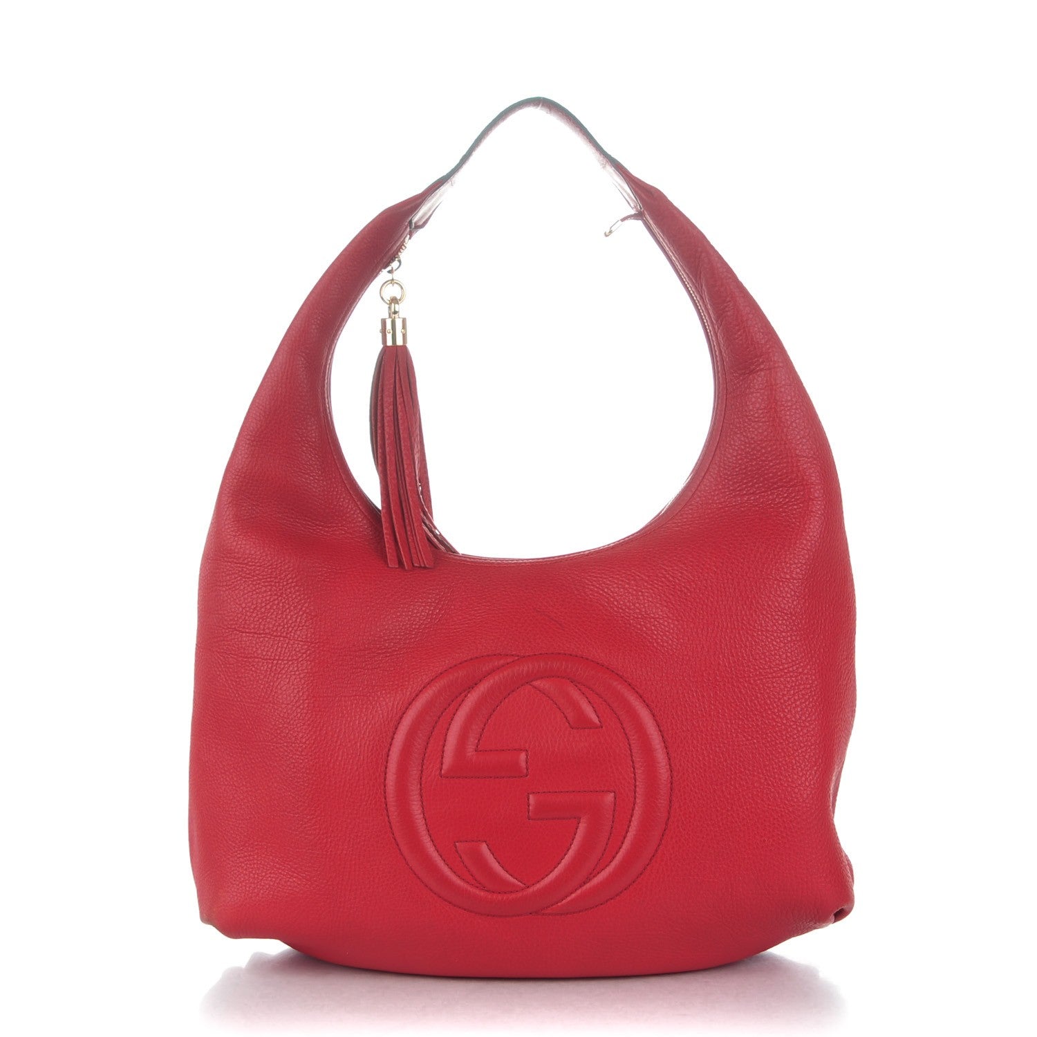 Gucci Pebbled Calfskin Large Soho Hobo Red 1 of 12