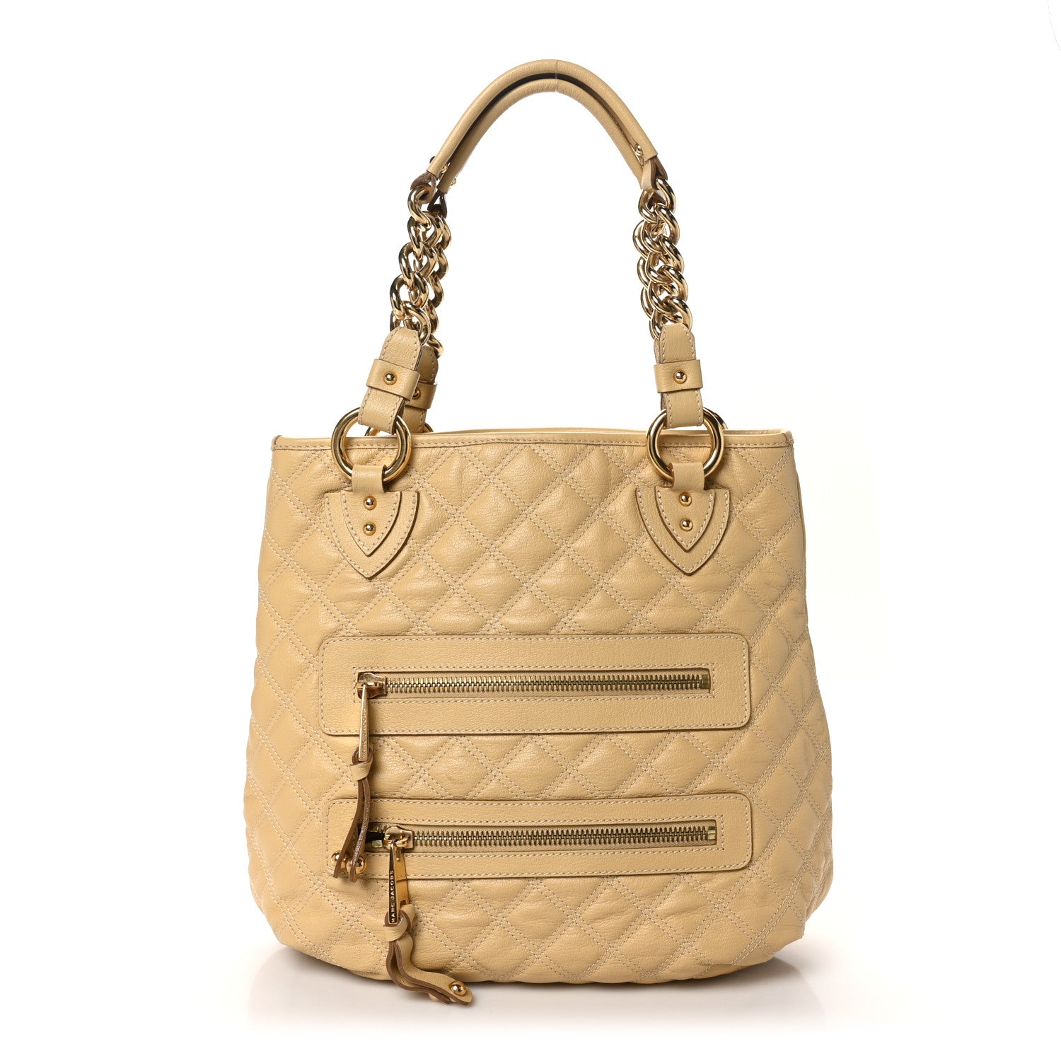 Marc Jacobs Calfskin Quilted Zipper Tote Beige 1 of 9