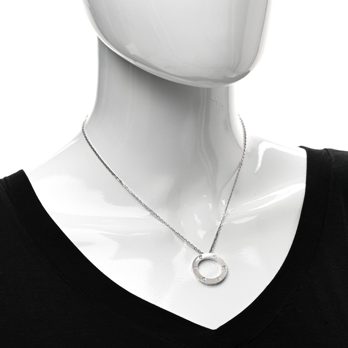 18K White Gold 3 Diamonds LOVE Pendant Necklace