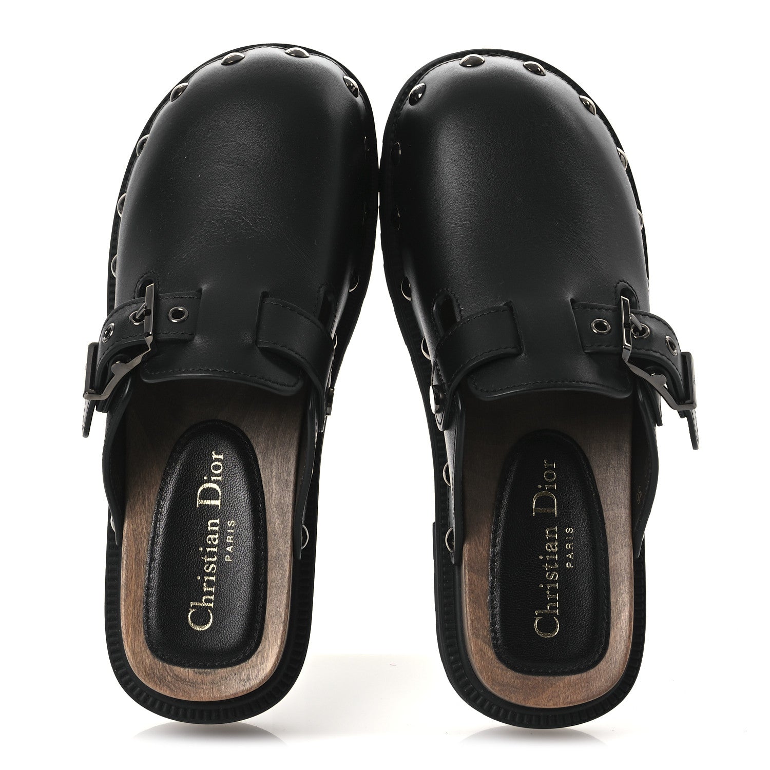 Christian Dior Calfskin Diorquake Buckled Lug Sole 15mm Clogs 36 Black 2 of 11
