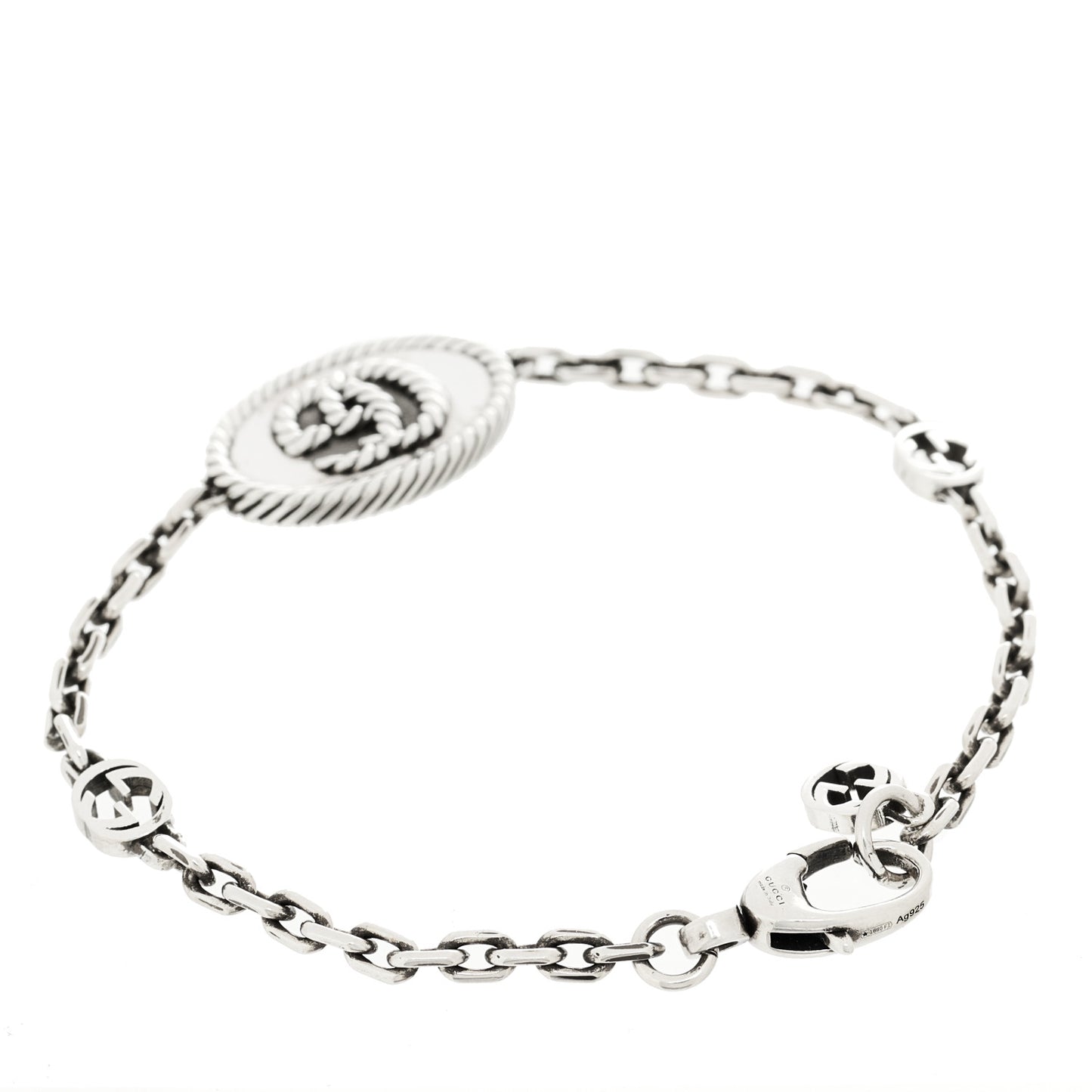 Sterling Silver Torchon Double G Bracelet