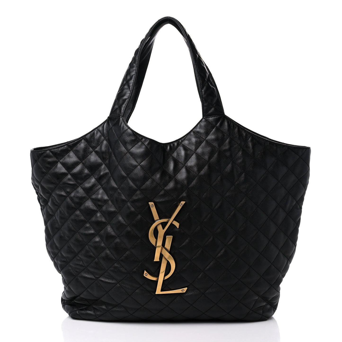 Lambskin Quilted Maxi Icare Shopping Tote Black