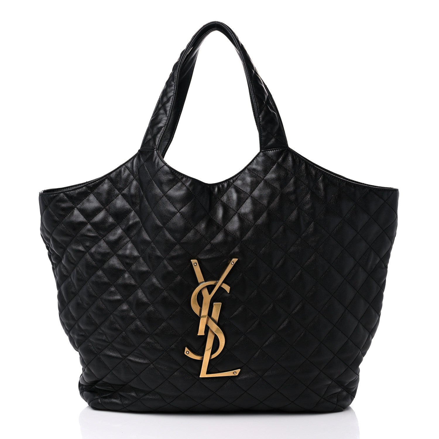 Saint Laurent Lambskin Quilted Maxi Icare Shopping Tote Black 3 of 10
