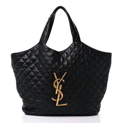 Saint Laurent Lambskin Quilted Maxi Icare Shopping Tote Black 3 of 10
