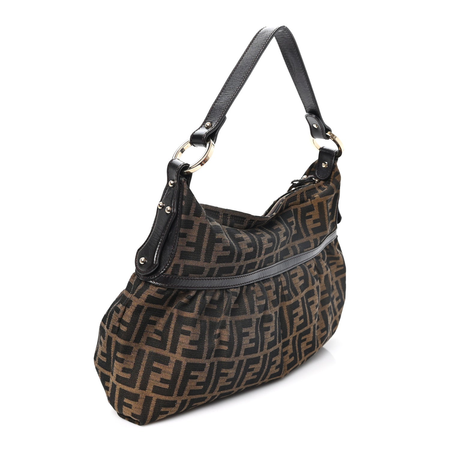 Fendi Zucca Cuoio Lucido Chef Hobo Tobacco Moro 3 of 11