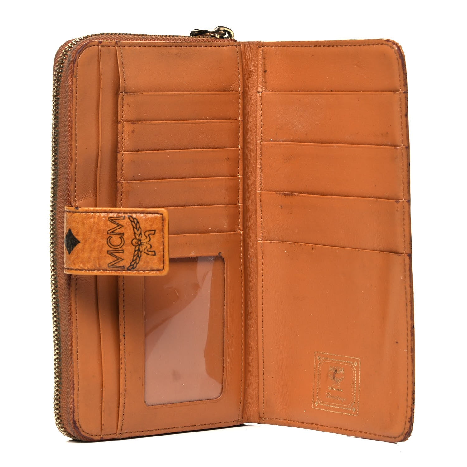 MCM Visetos Large Zip Around Wallet Cognac 6 of 9