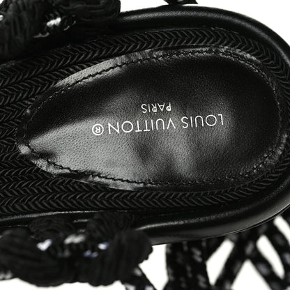 Louis Vuitton Fabric Maia Rope Wedge Sandal 40 Black 6 of 6