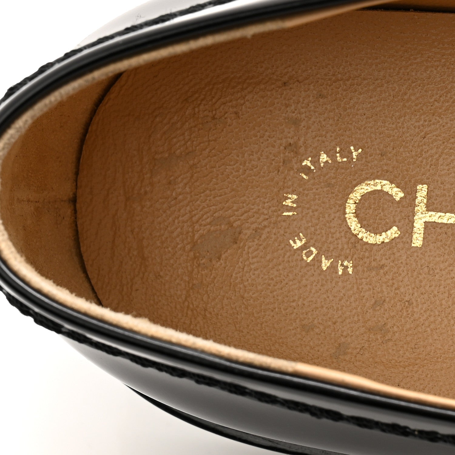 Chanel Shiny Calfskin Logo Loafers 39 Black 10 of 12