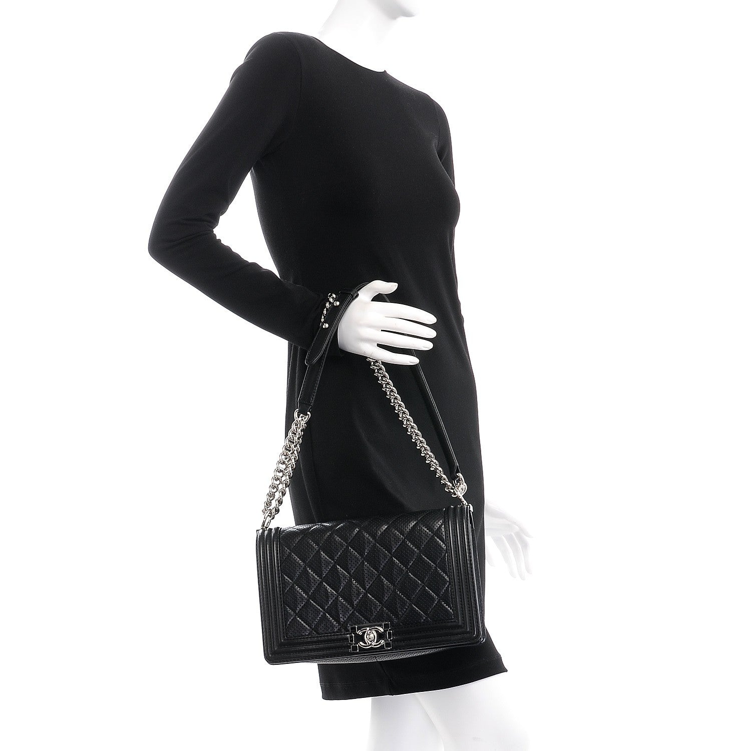 Chanel Perforated Lambskin Quilted New Medium Boy Flap Black 3 of 10