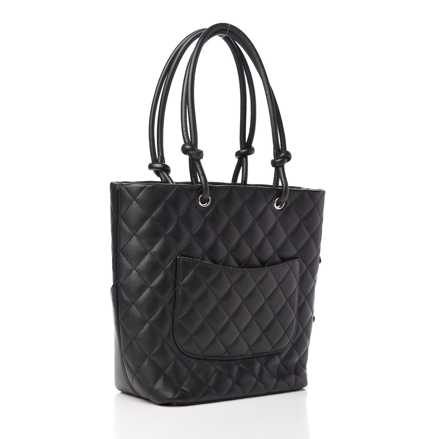 Calfskin Quilted Medium Cambon Tote Black