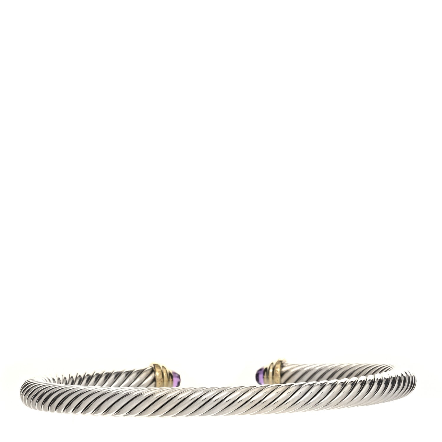 David Yurman Sterling Silver 14K Yellow Gold Amethyst 5mm Cable Classics Petite Color Bracelet 2 of 3