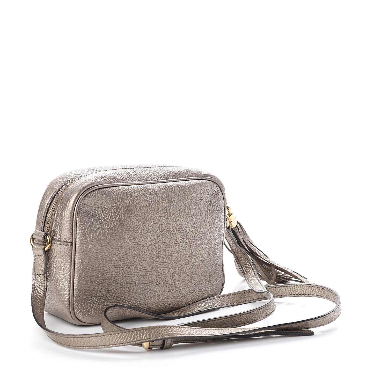Metallic Pebbled Calfskin Small Soho Disco Bag Golden Beige