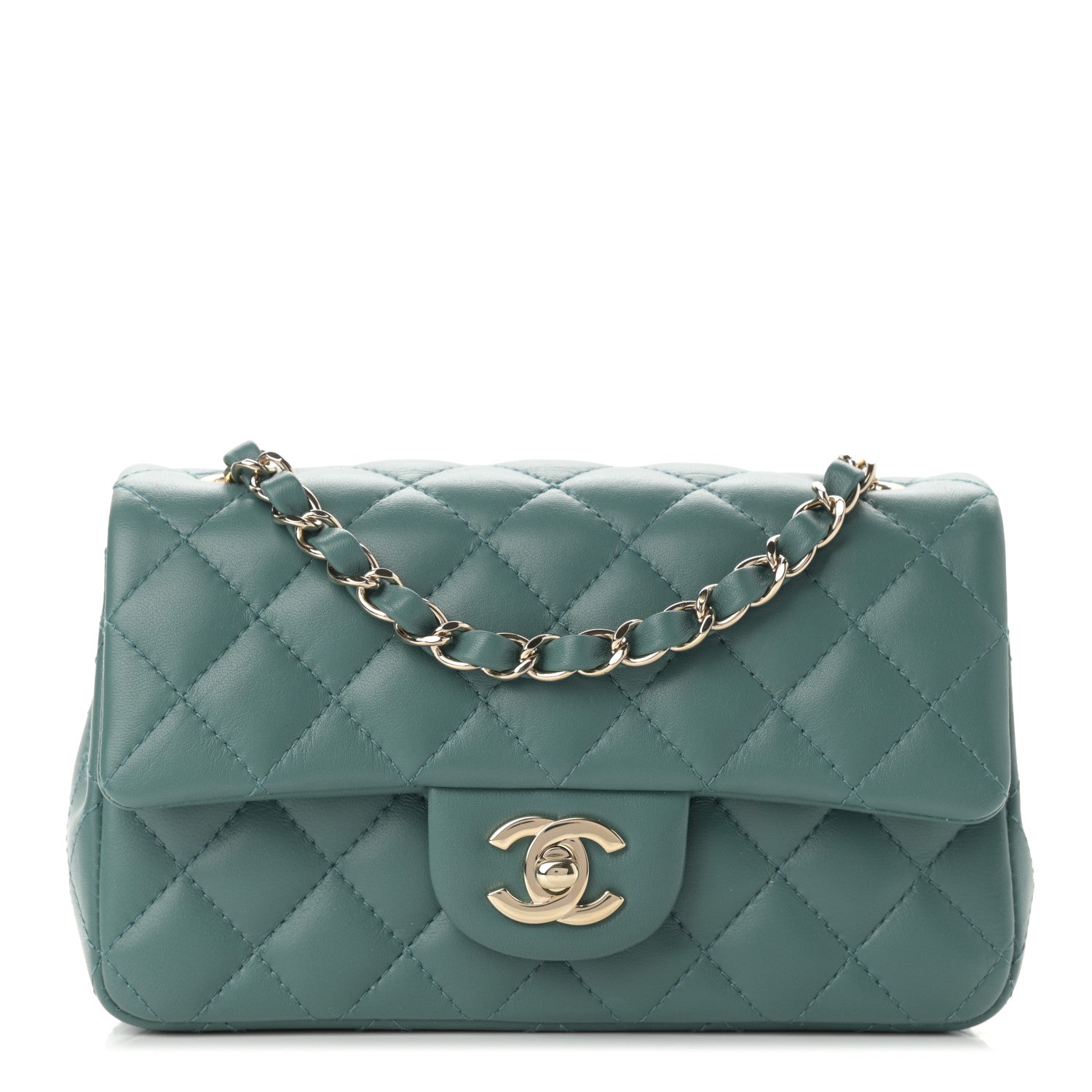 Chanel Lambskin Quilted Mini Rectangular Flap Green 1 of 10