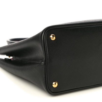 Prada Saffiano Cuir Medium Double Bag Black Fuoco 5 of 9