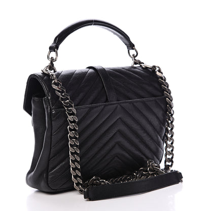 Saint Laurent Sheepskin Matelasse Chevron Monogram Medium College Bag Black 2 of 12