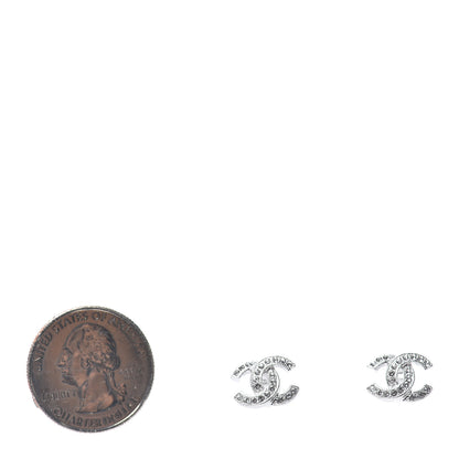 Chanel Crystal Mini Timeless CC Earrings Silver 2 of 4