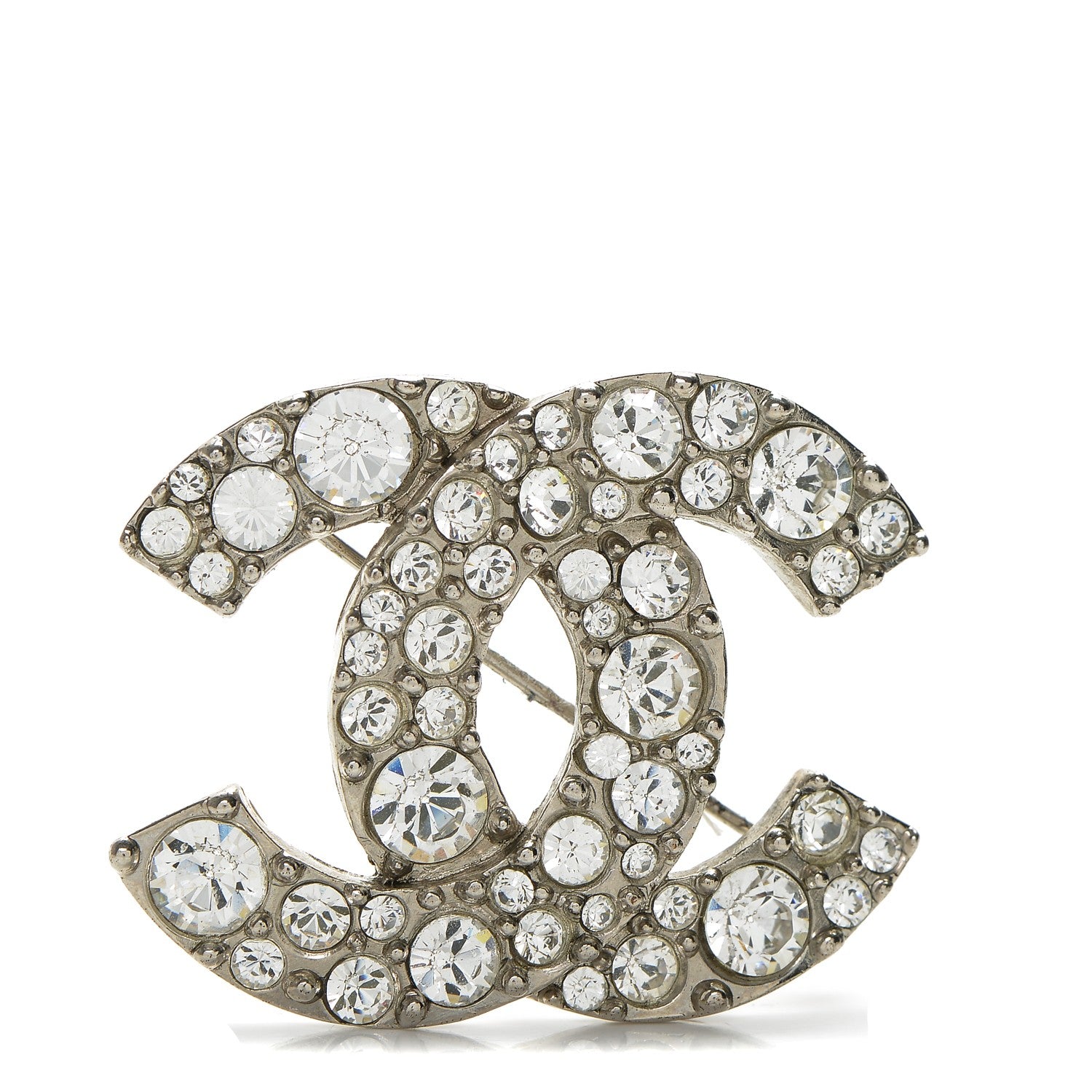 Chanel Crystal CC Brooch Silver 1 of 5
