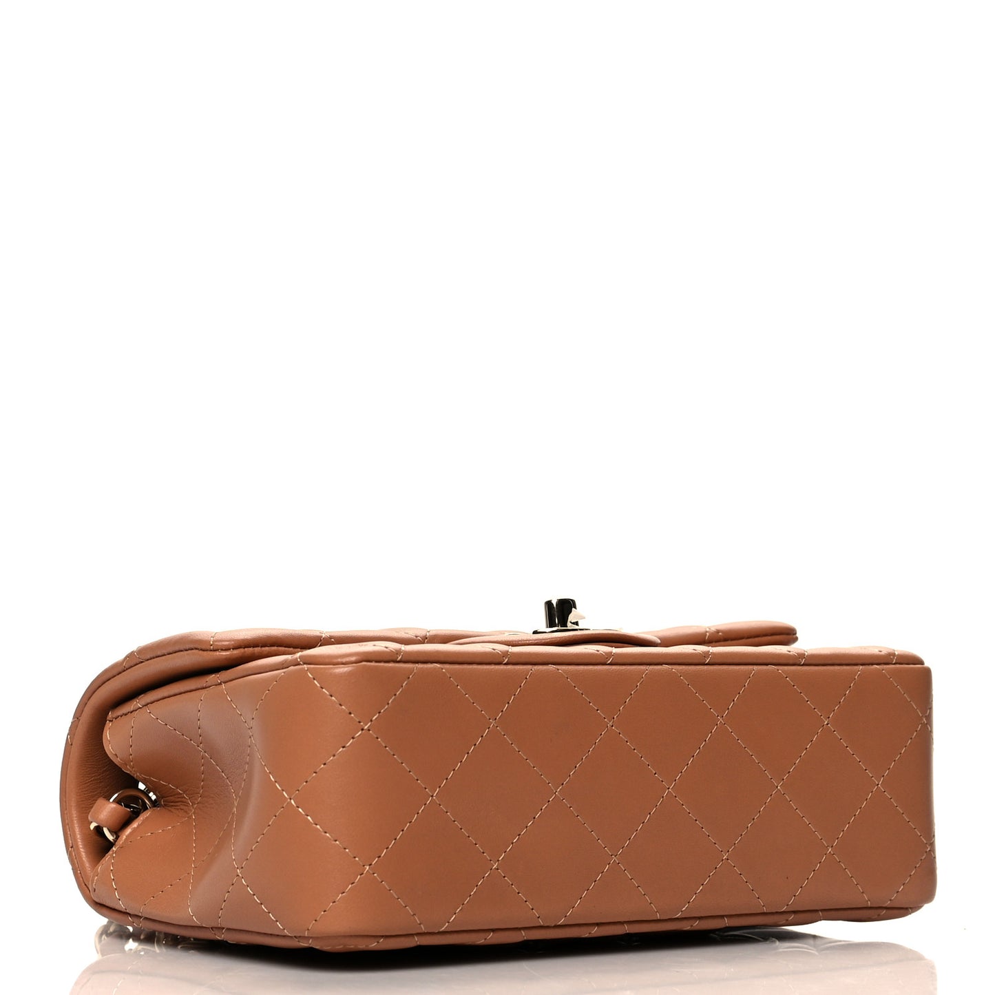 Lambskin Quilted Mini Rectangular Flap Brown