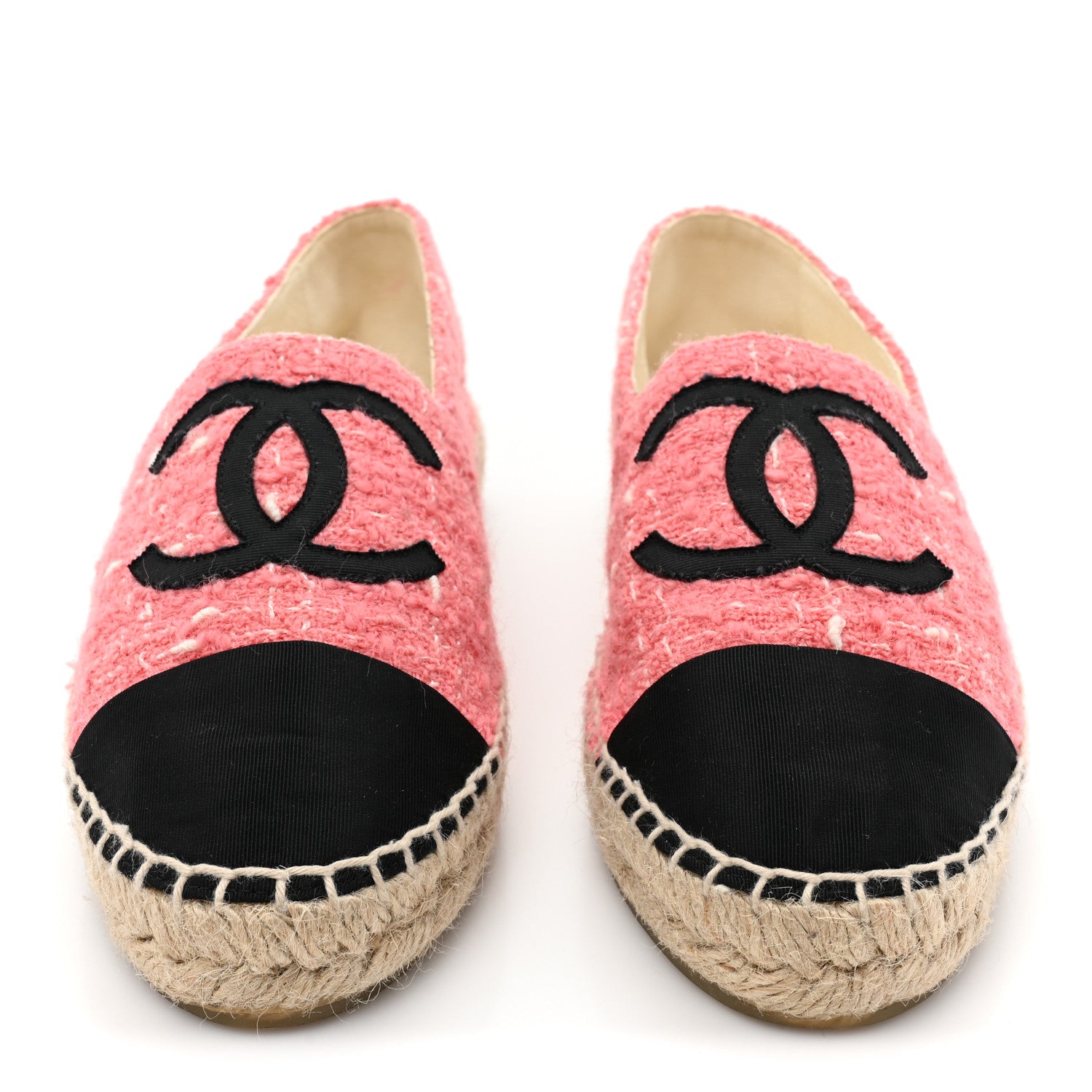 Chanel Tweed Grosgrain CC Espadrilles 38 Pink 2 of 8