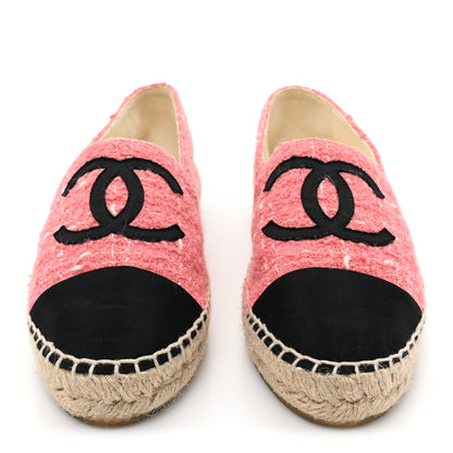 Chanel Tweed Grosgrain CC Espadrilles 38 Pink 2 of 8