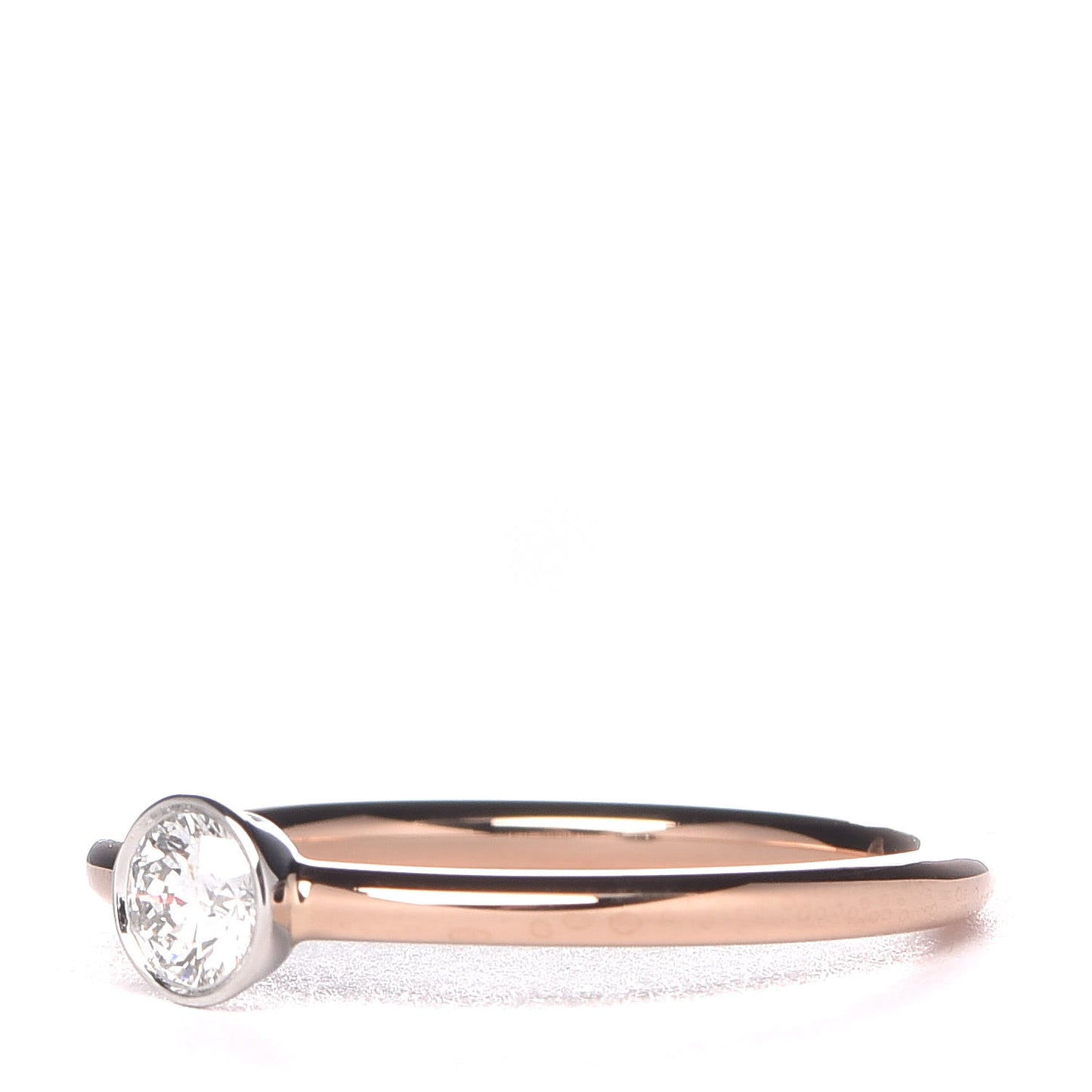18K Rose Gold Platinum Diamond .16ct Bezet Ring 49 4.75