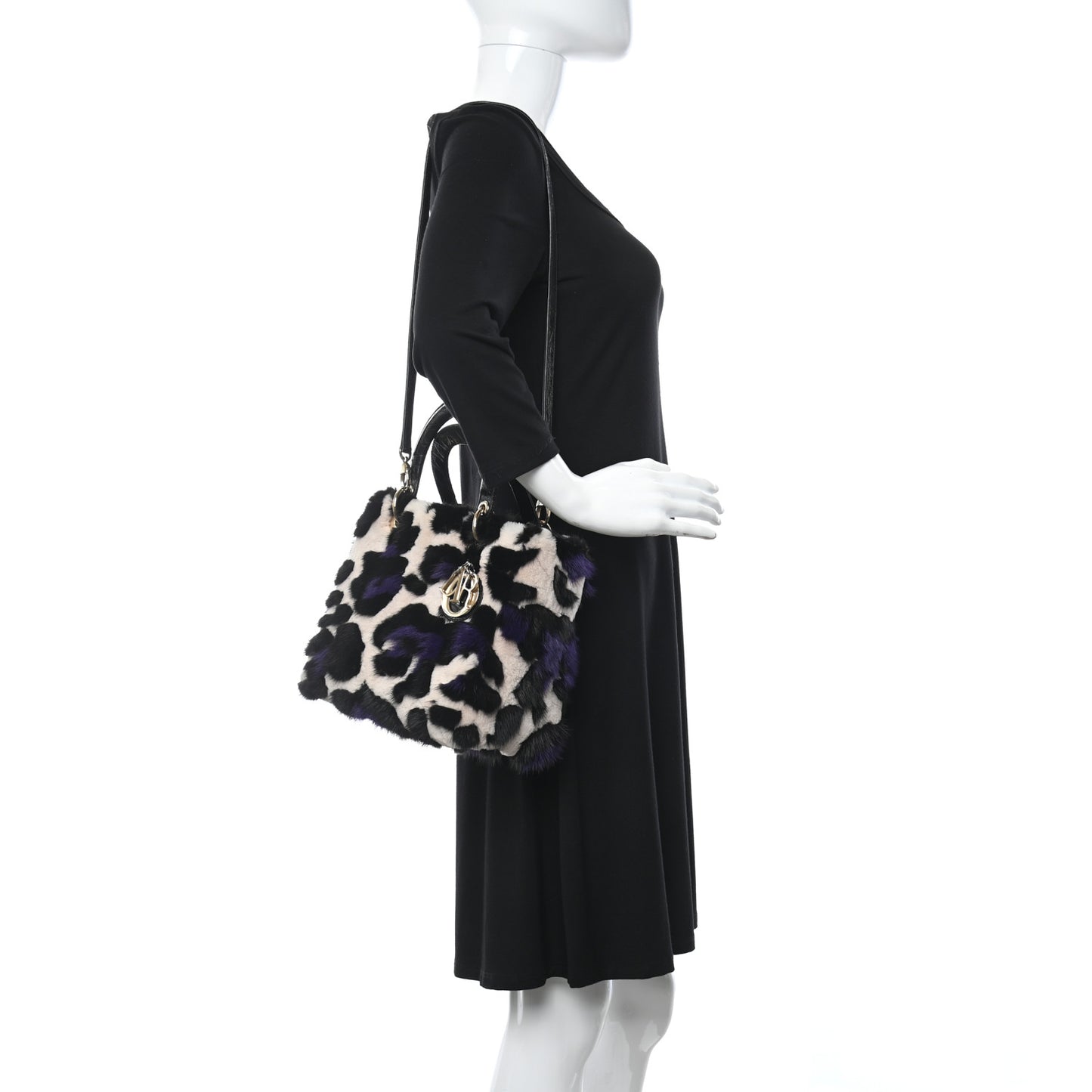 Mink Fur Crocodile Patchwork Medium Lady Dior Multicolor