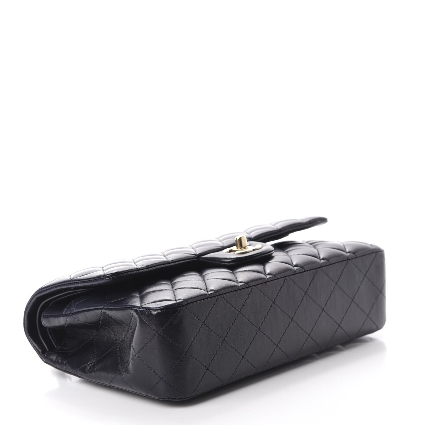 Lambskin Quilted Medium Double Flap Navy
