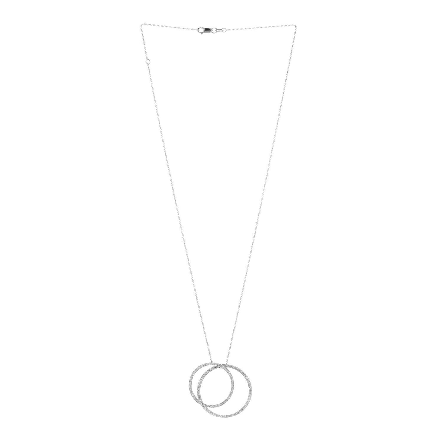 18K White Gold Diamond Interlocking Circles Necklace