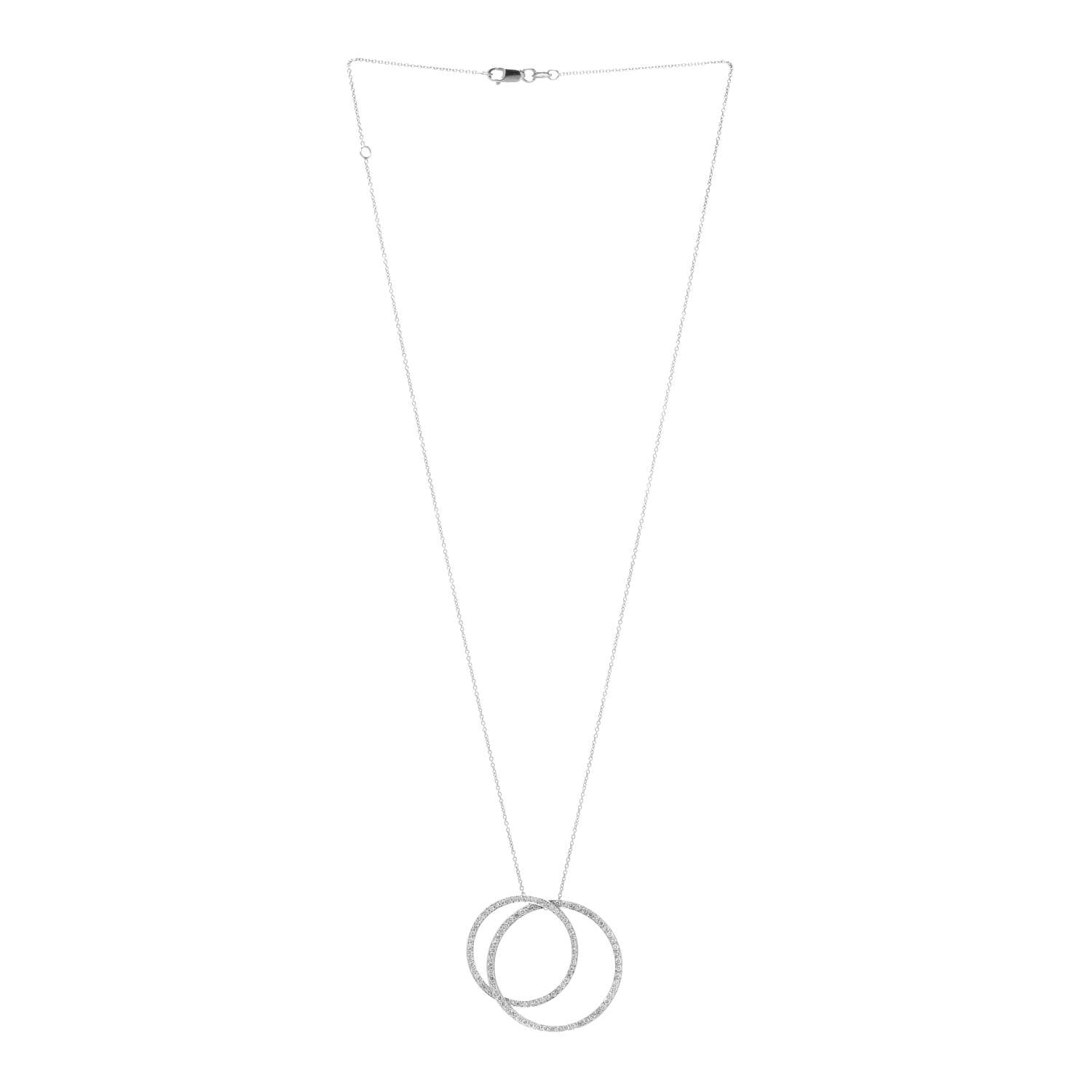 Roberto Coin 18K White Gold Diamond Interlocking Circles Necklace 2 of 6