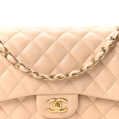 Chanel Lambskin Quilted Jumbo Double Flap Beige 8 of 10