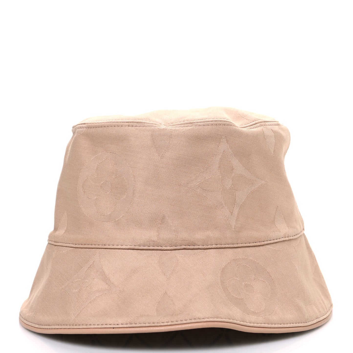 Cotton Monogram Flower Tile Reversible Bucket Hat Beige
