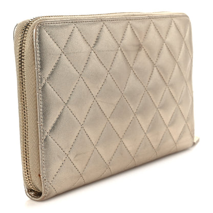 Chanel Iridescent Lambskin Quilted Large Zip Around Organizer Wallet Light Gold 3 of 10