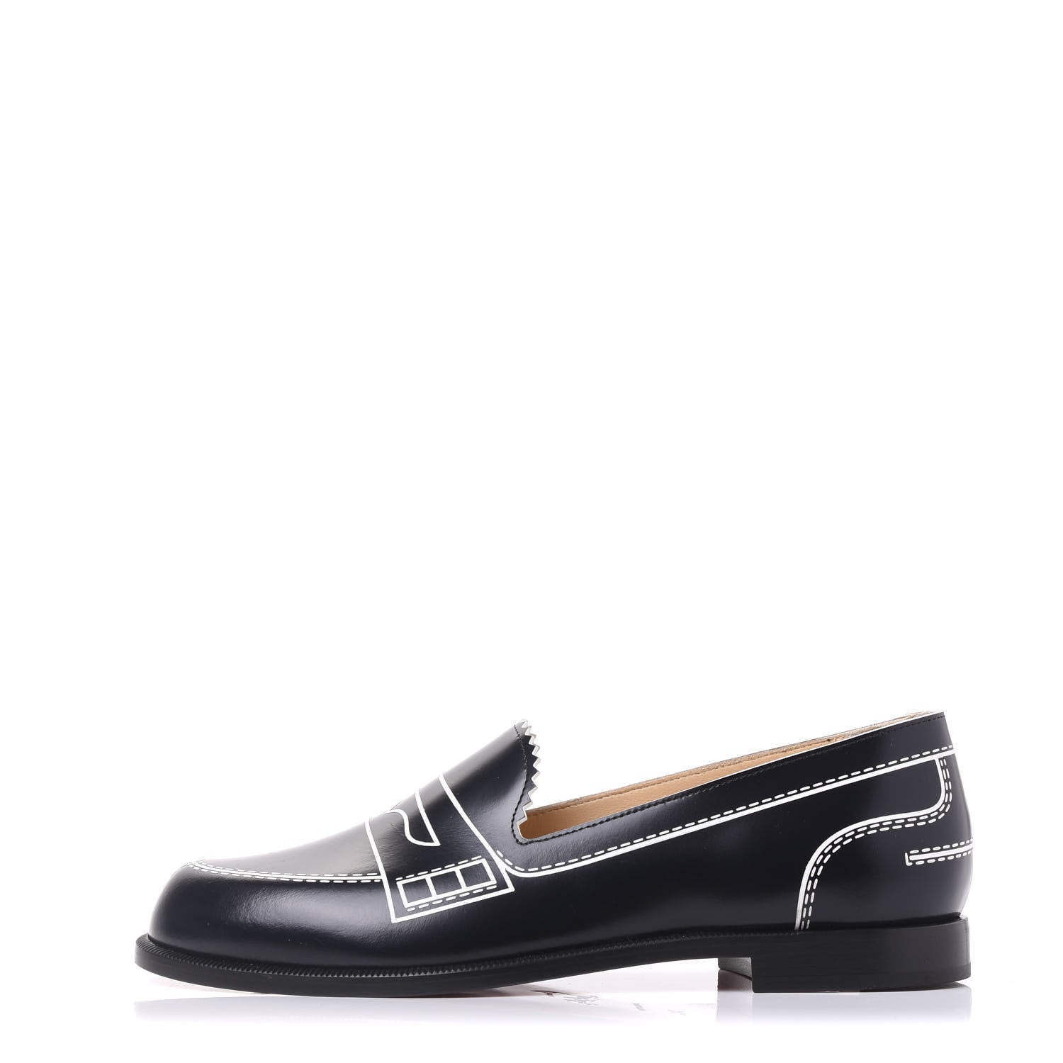 Christian Louboutin Calfskin Women Mocalaureat Tromp L'oeil Loafers 34.5 Black 1 of 8