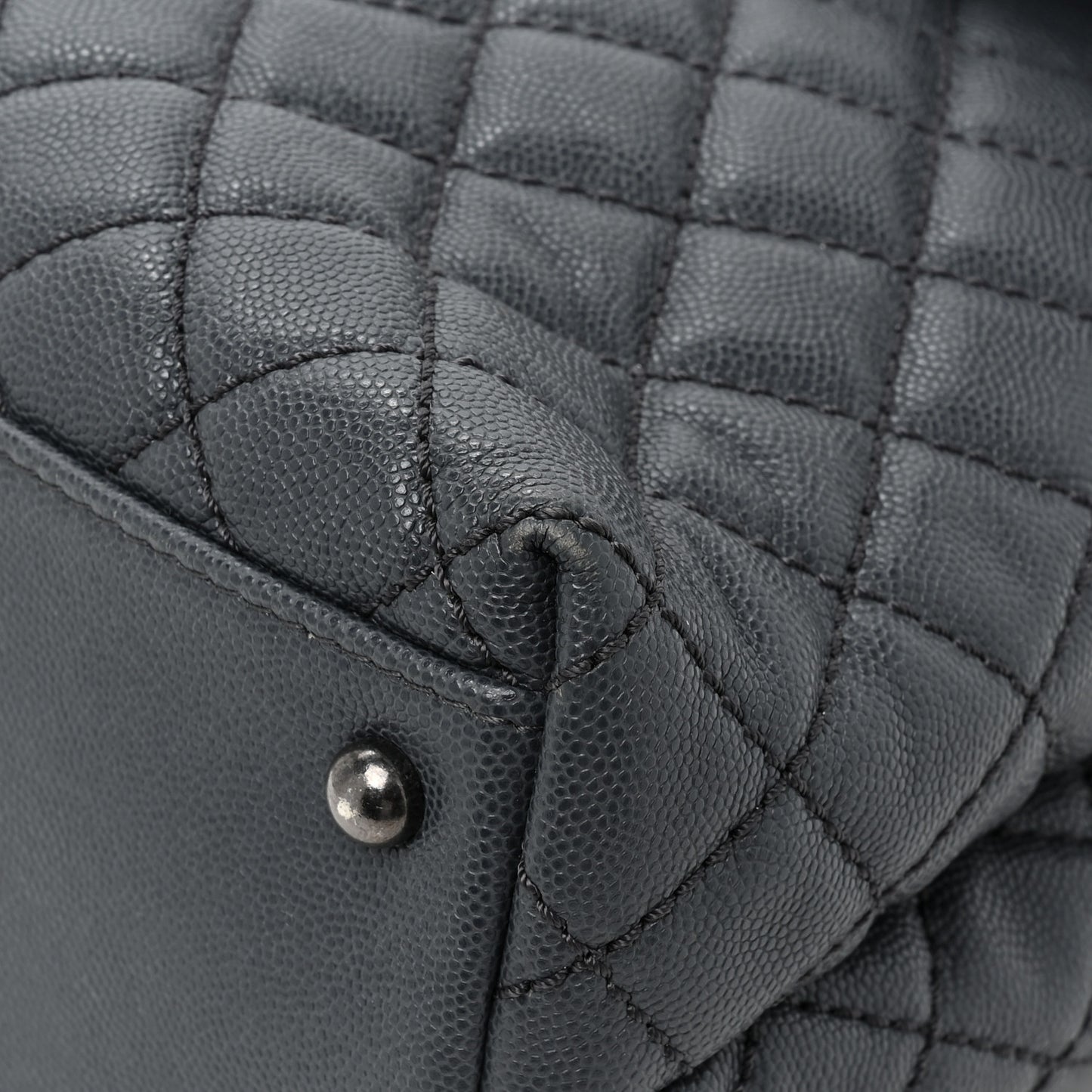 Caviar Lizard Quilted Large Coco Handle Flap Grey