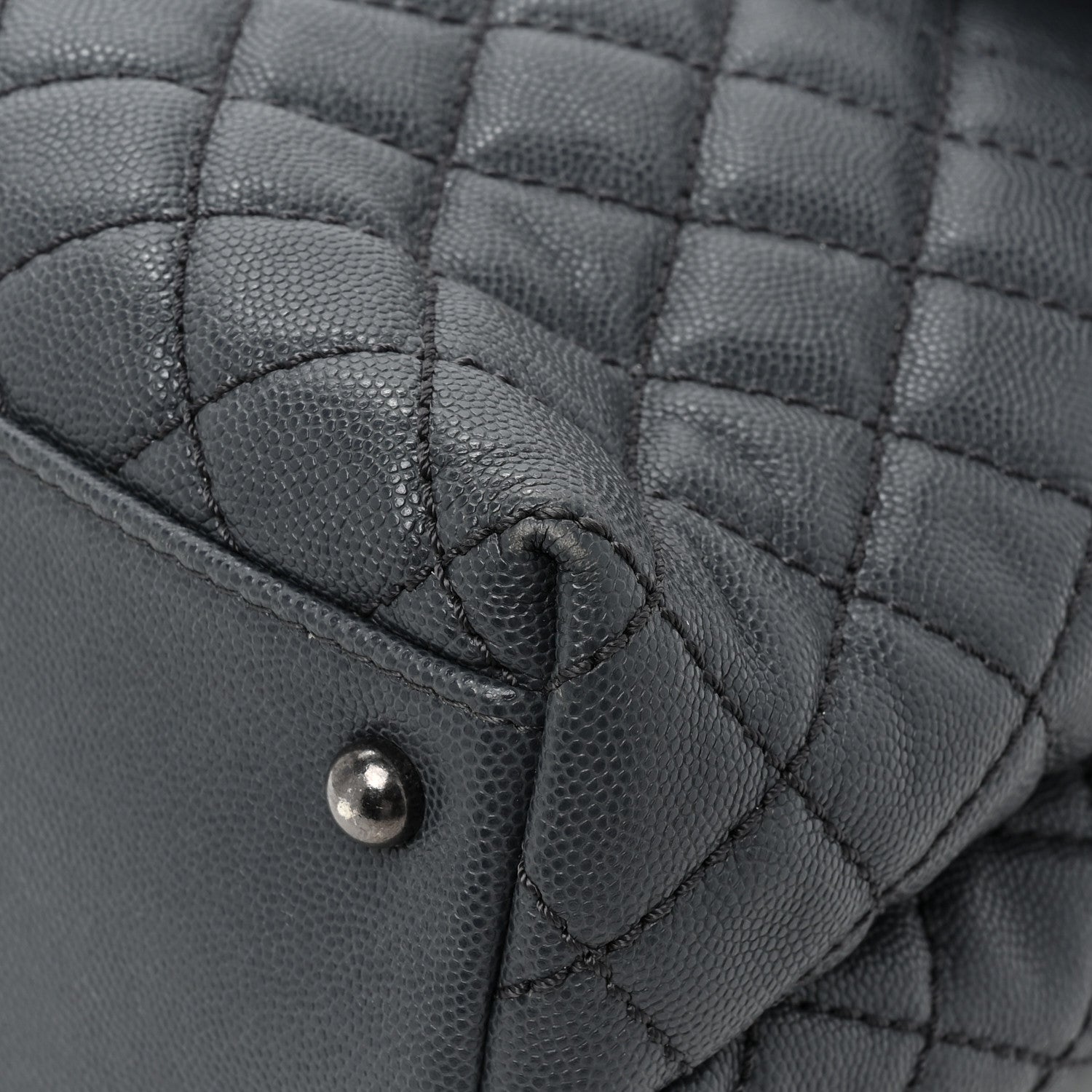 Chanel Caviar Lizard Quilted Large Coco Handle Flap Grey 14 of 16