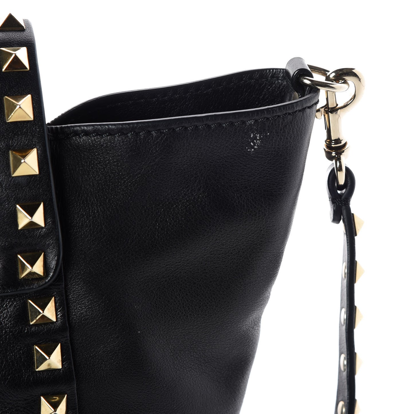 Vitello Rockstud Single Handle Flap Tote Black