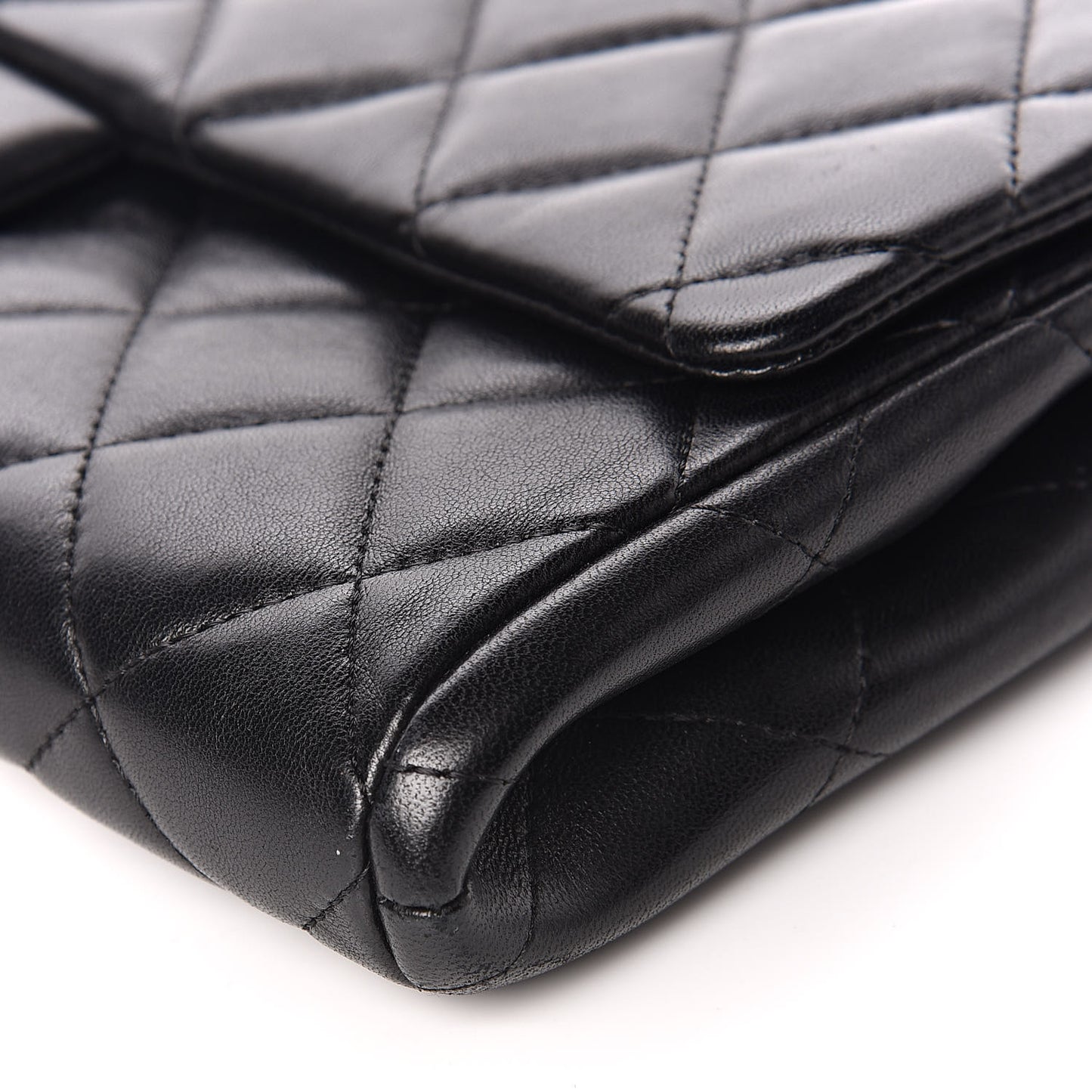 Lambskin Quilted Clutch With Chain Flap Black