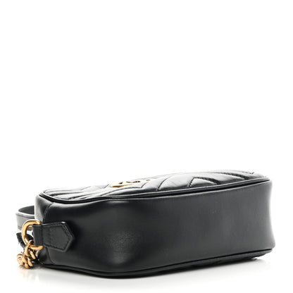 Gucci Calfskin Matelasse Mini GG Marmont Chain Shoulder Bag Black 4 of 11