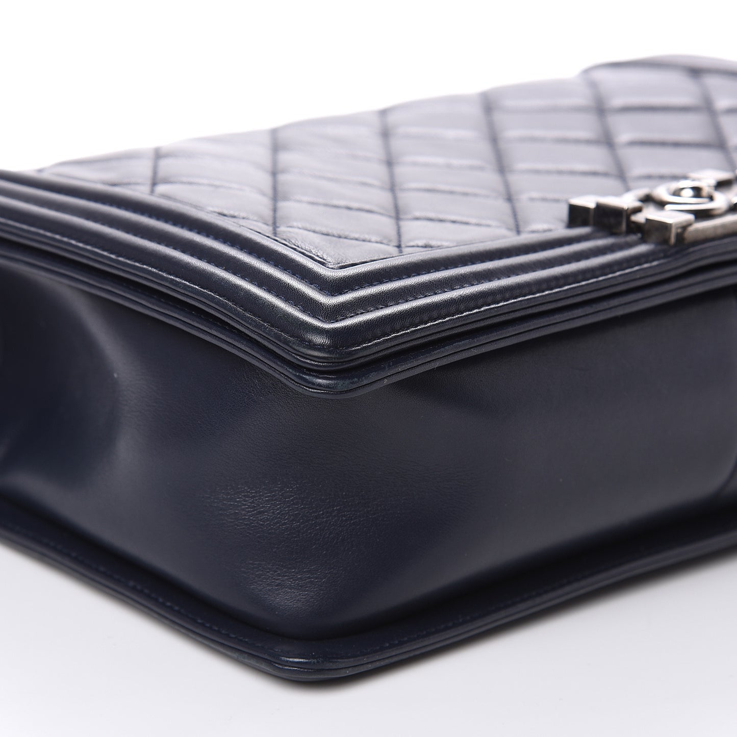 Calfskin Quilted New Medium Boy Flap Dark Navy Blue