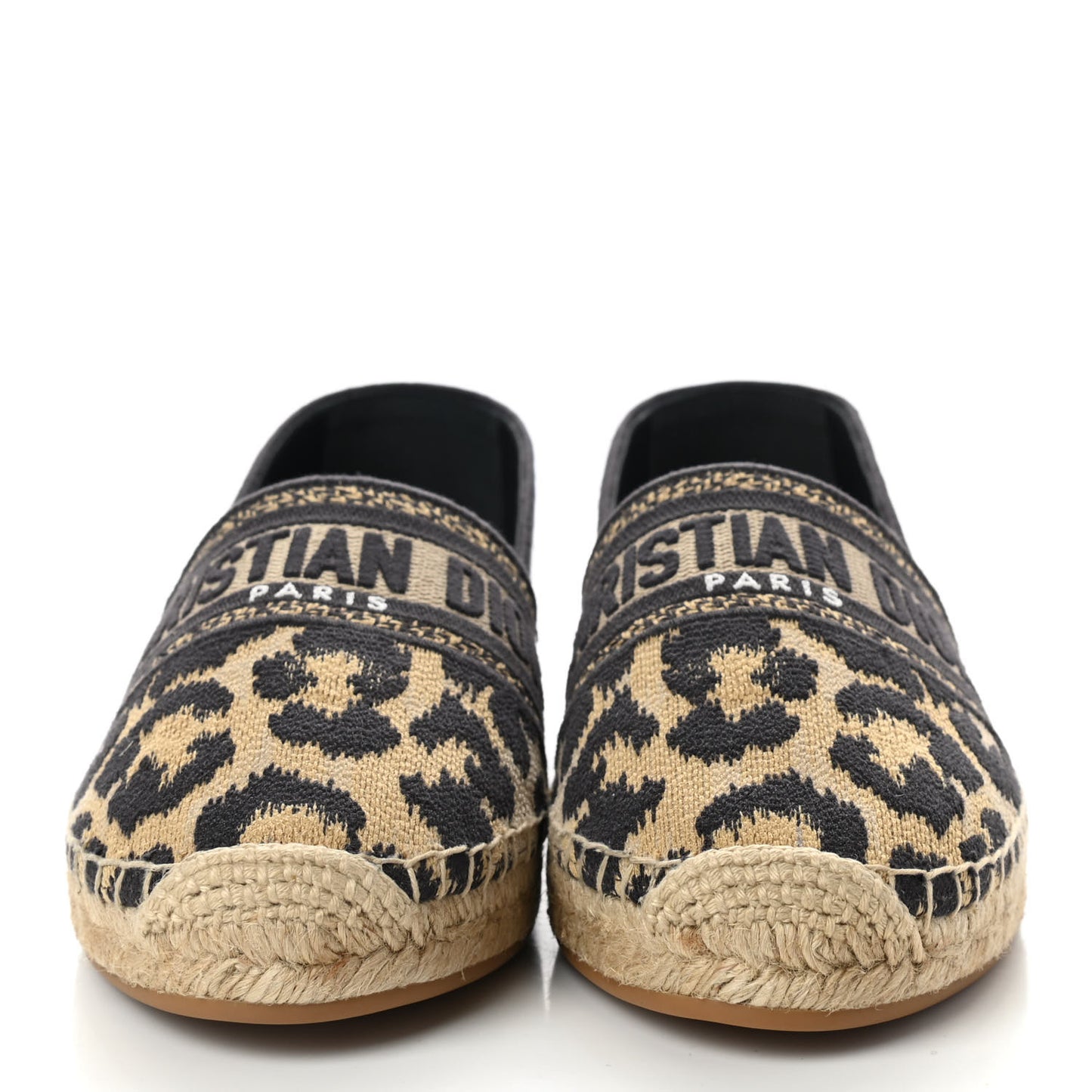 Cotton Embroidered Leopard Print Granville Espadrille 40 Natural