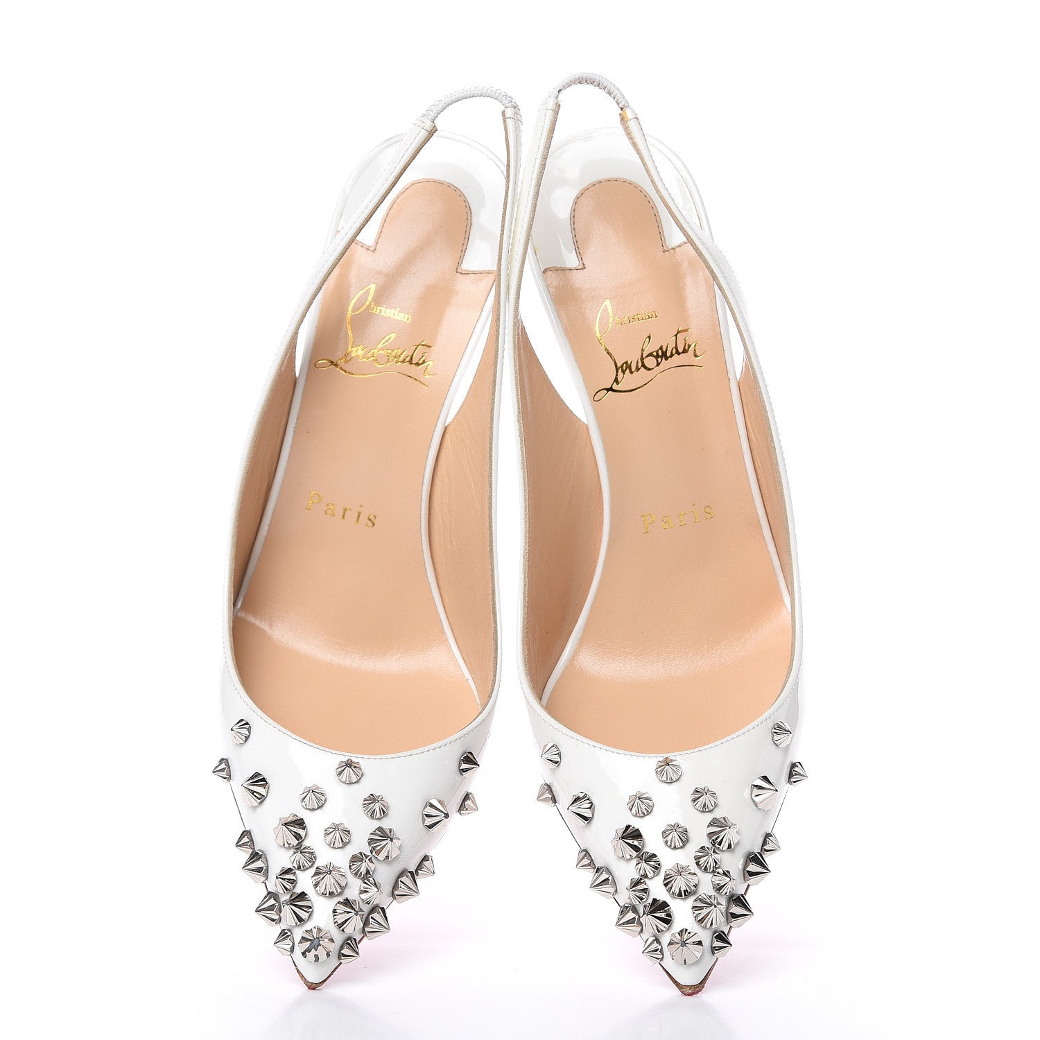 Christian Louboutin Patent Drama Sling 100 Pumps 36.5 Latte Silver 5 of 12