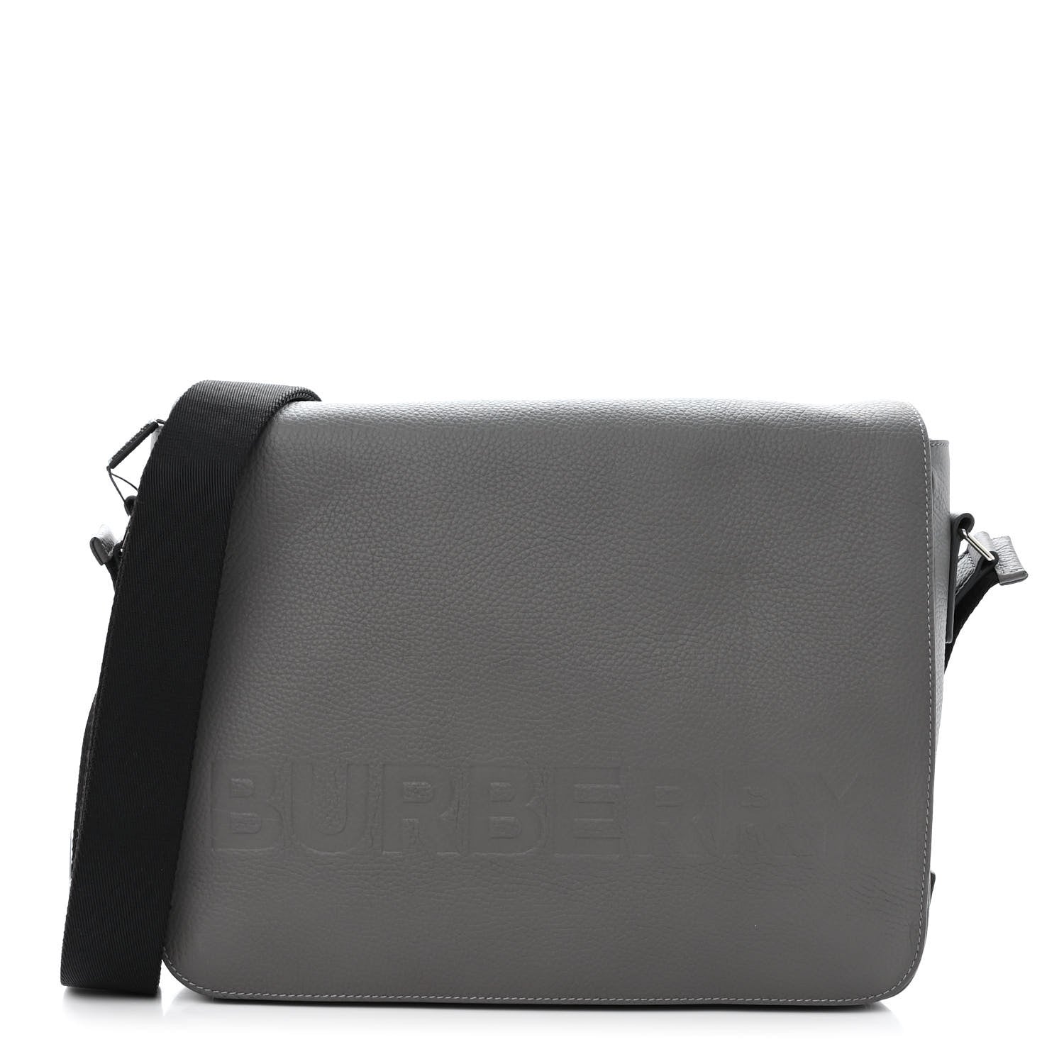 Burberry Grainy Calfskin Embossed Bruno Messenger Charcoal Grey 1 of 11