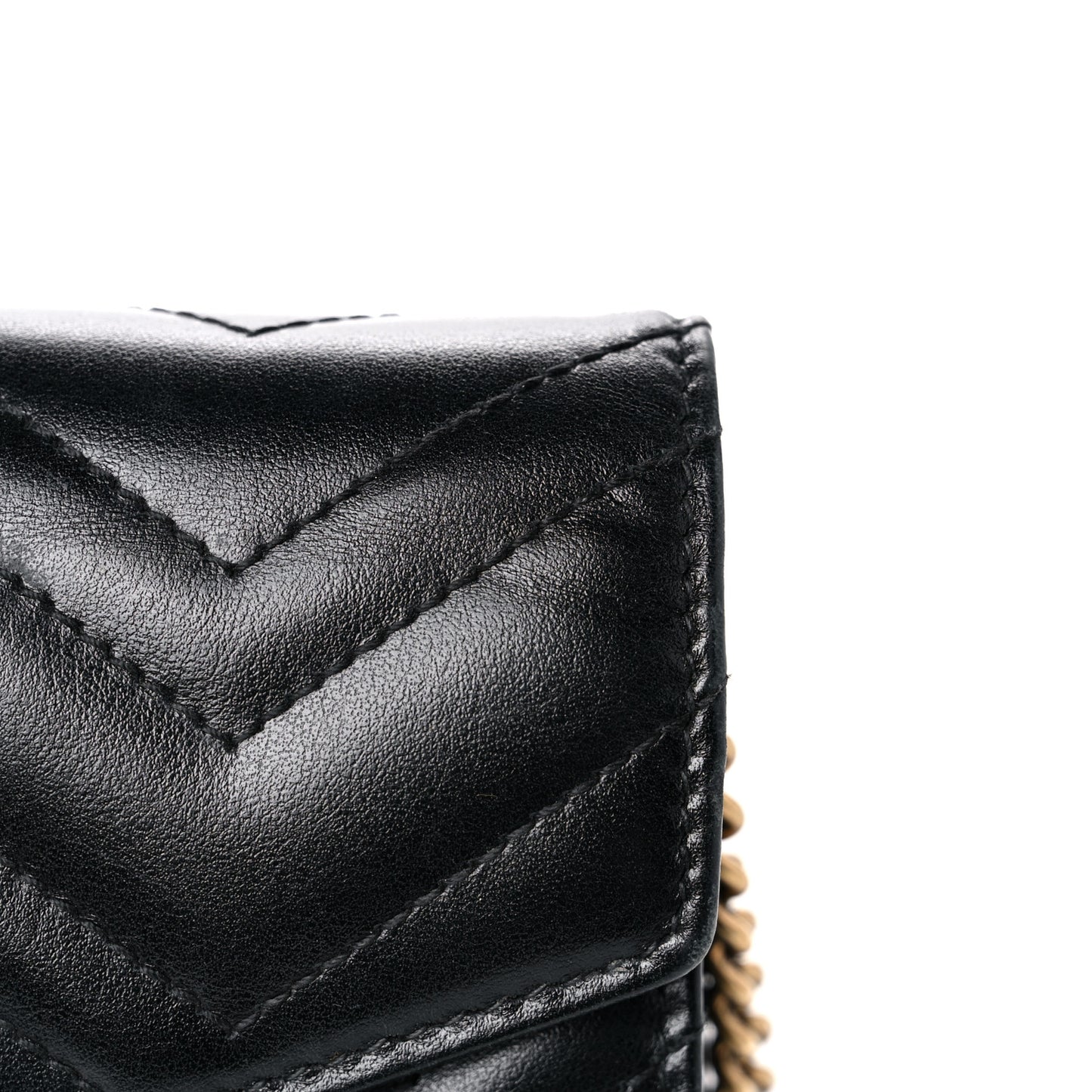 Calfskin Matelasse GG Marmont Chain Wallet Black