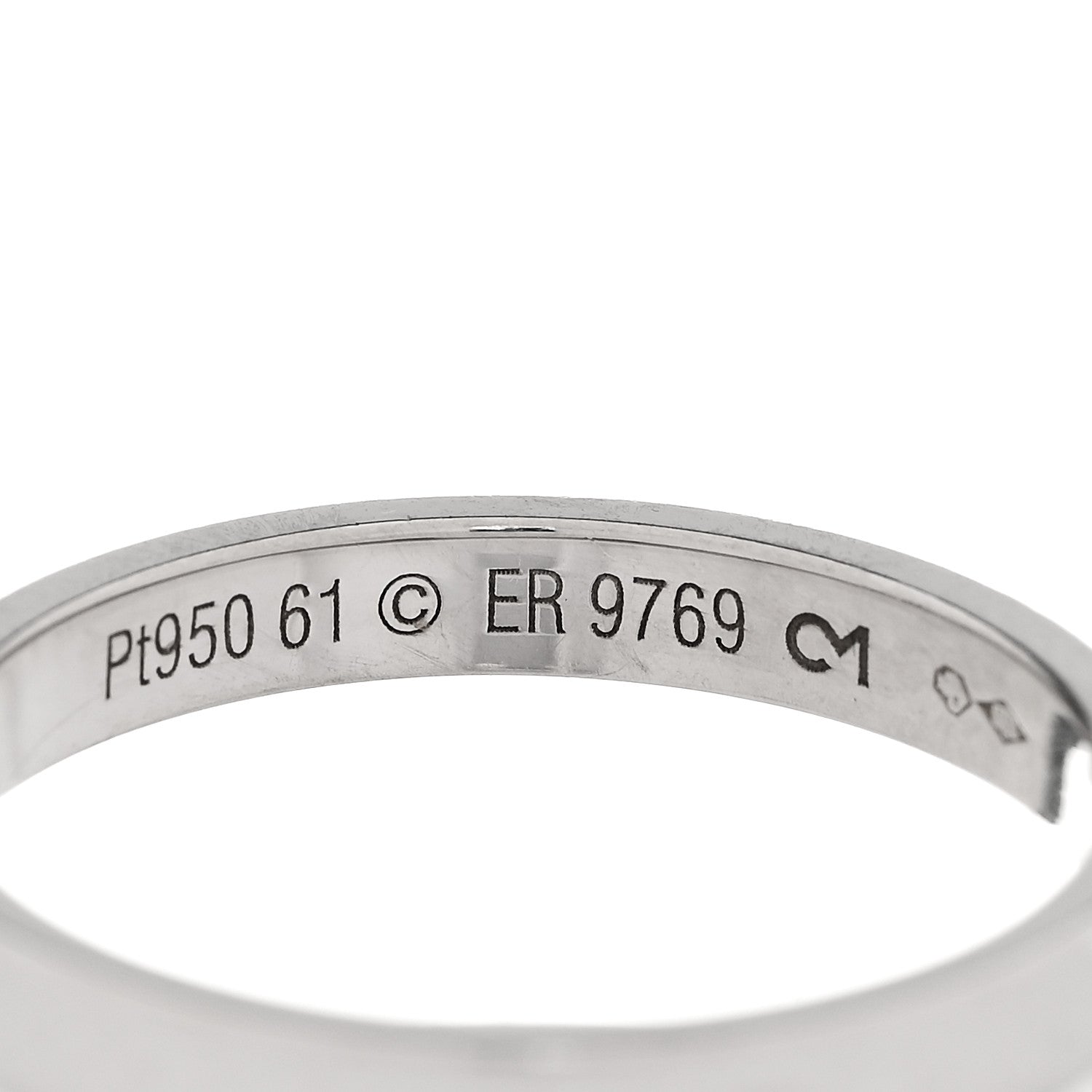 Cartier Platinum 3mm C De Cartier Wedding Band Ring 61 9.5 4 of 4