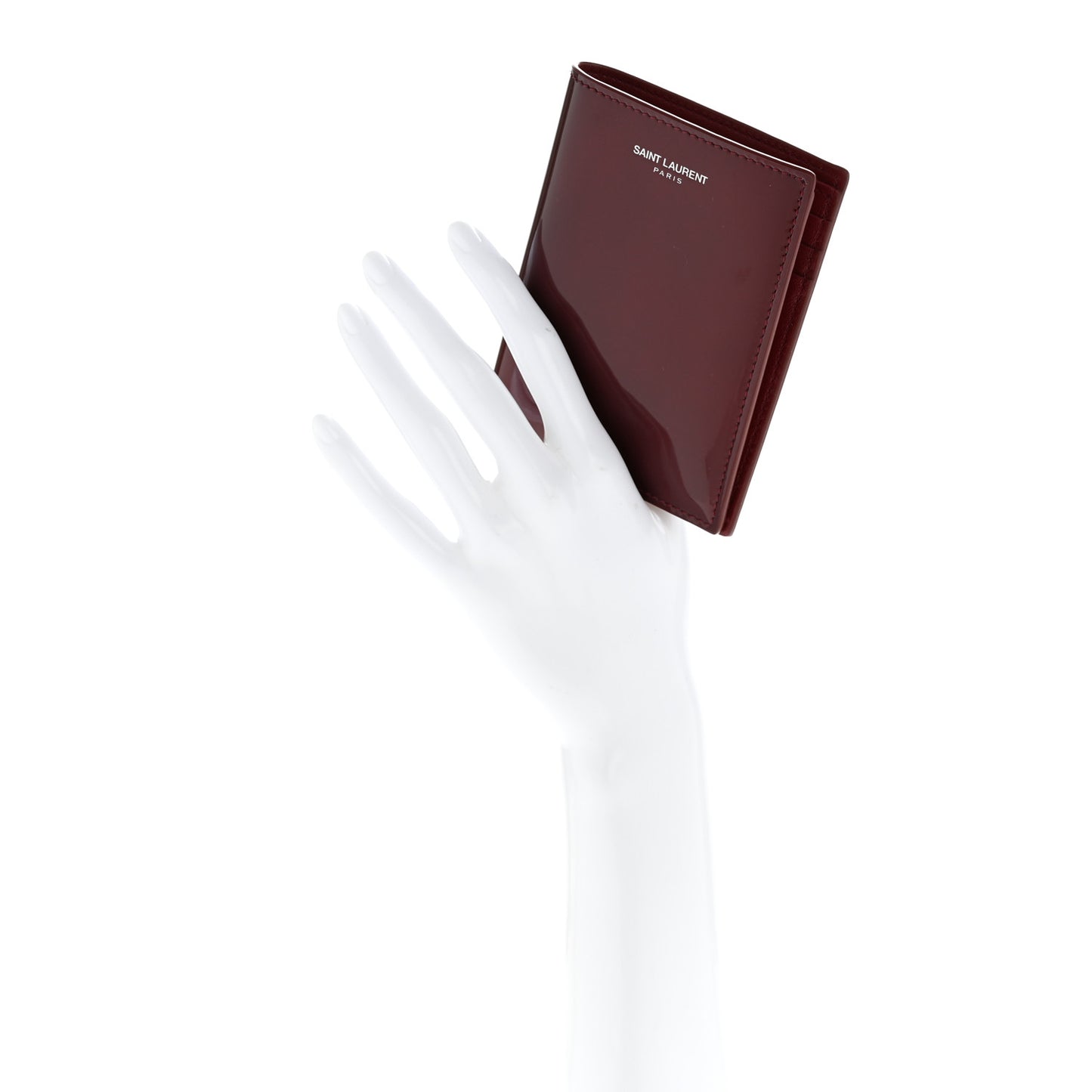 Patent Calfskin Credit Card Wallet Bordeaux