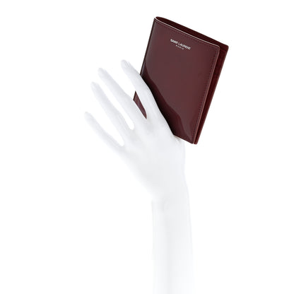 Saint Laurent Patent Calfskin Credit Card Wallet Bordeaux 2 of 8