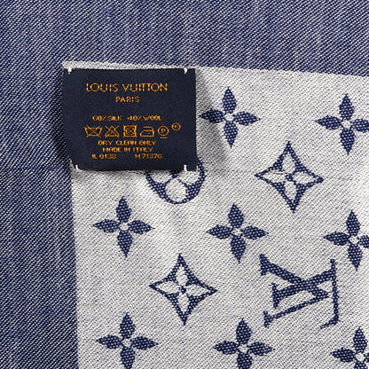 Louis Vuitton Silk Wool Monogram Denim Shawl Blue Clair 3 of 3