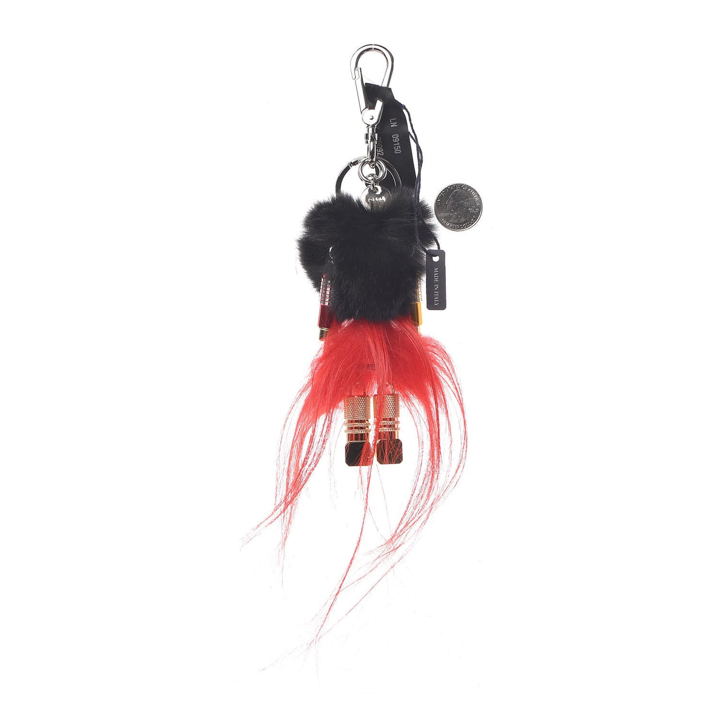 Rabbit Fur Robot Kim Trick Keychain Black